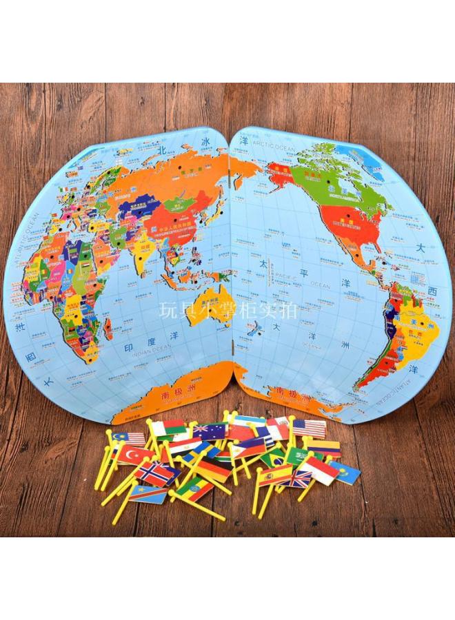 World Map Jigsaw Puzzle With National Flag Montessori Early Childhood Development Children's Intelligence Toys 4-6-7-9 Years Old Boys And Girls-Color:SBB Medium World Map With 30 Flags In Color Box - Image 5